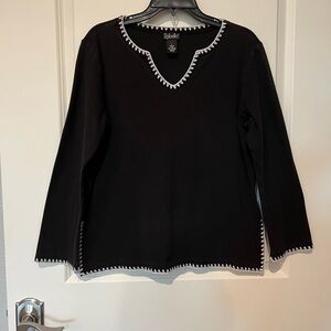 Black Long Sleeve Top with White Trim